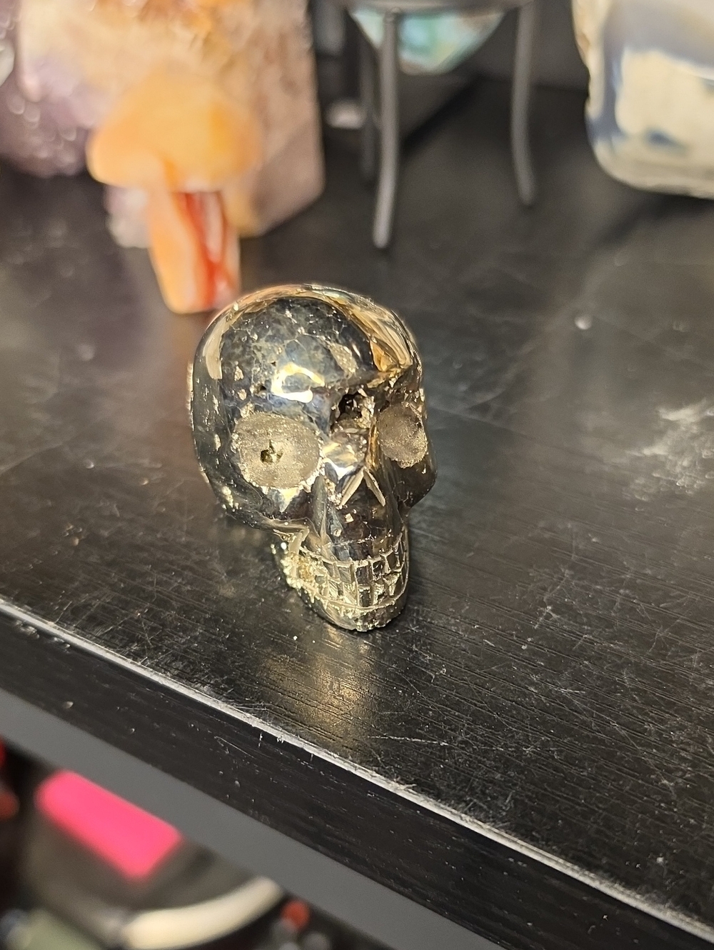Polished Pyrite Crystal Skull Home Accent